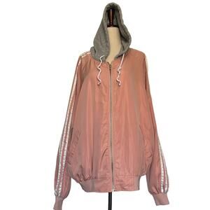 Vtg Artsman Y2K Zip Hoodie Womens Jacket Sz S Pink Festival Stripe Streetwear